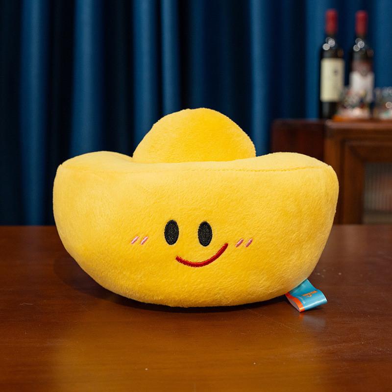 Lucky Gold Ingot Plush Toy With Soft Cotton Filling For Chinese New Year Gift And Home Decor