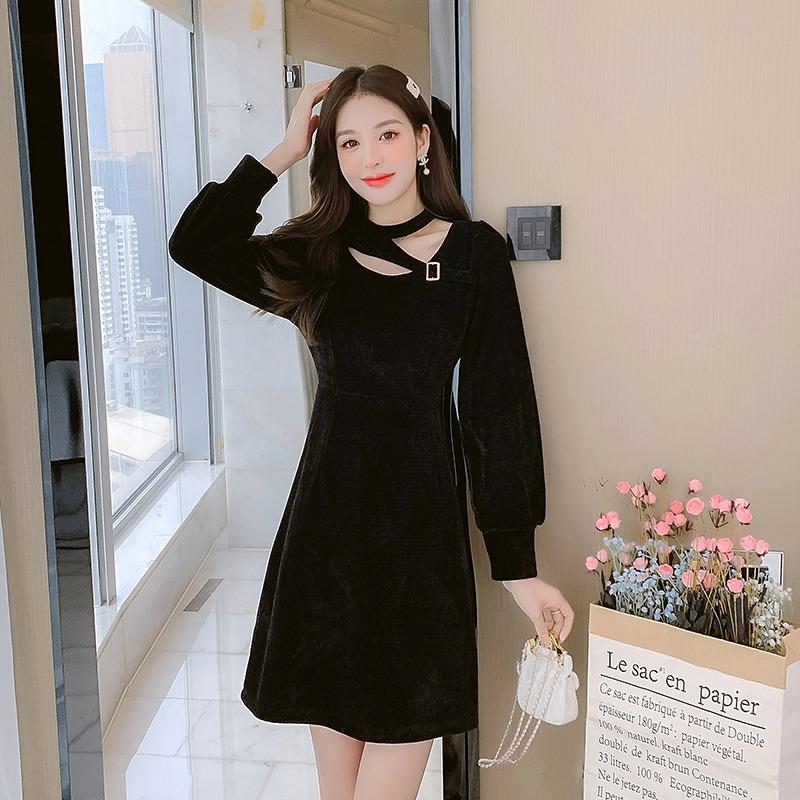 

Весна и осень Новое женское дизайнерское элегантное платье с воротником и линией талии XL