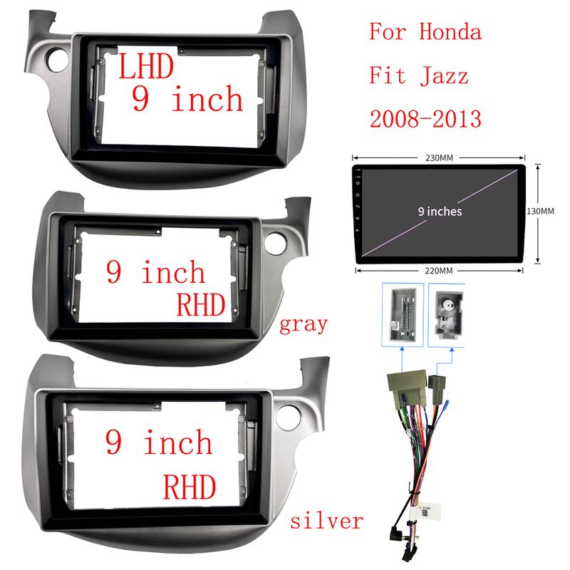 2 DIN 9 Inch Car Frame Fascia Adapter For Honda Fit Jazz 2008-2013 Android Radio Dash Fitting Panel Kit