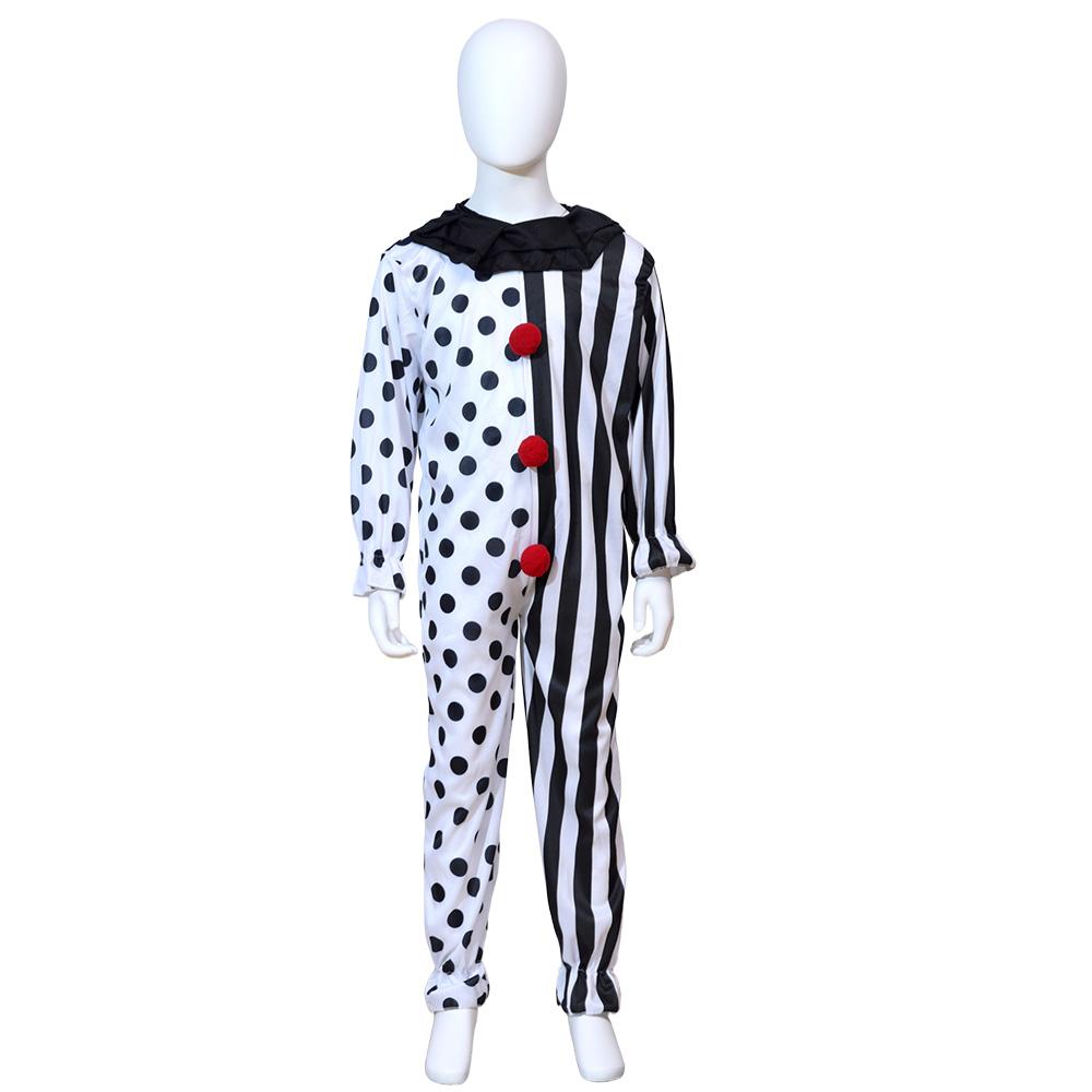 Party clown role-playing costume, black and white spotted striped jumpsuit, children's adult Halloween makeup ball props