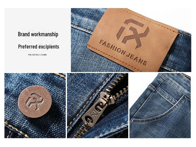 Pánské plus sametové rovné džíny volného střihu se šikmými kapsami – univerzální podzimní/zimní devítibodové kalhoty (Velká velikost k dispozici)