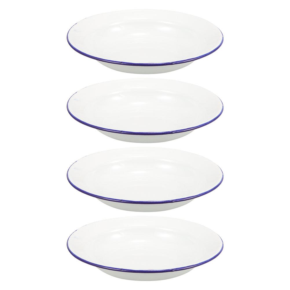 

4 Pcs Enamel Round Plate Thicken Reusable Plates Fruits Vegetables Serving Tray Kitchen Supply Home Dining Sturdy Smooth білий