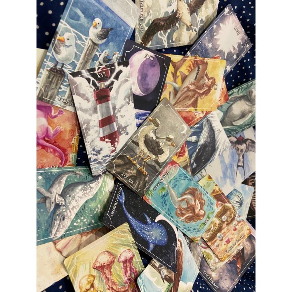 10.3*6cm The Healing Waves Tarot In The Ocean Theme Illustrated with Water Color and Natural Sea Water 78 Pcs Cards