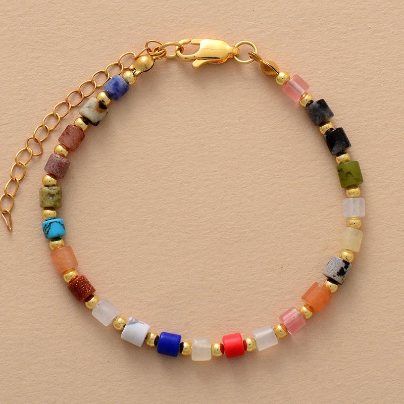 Bohemian 7-color French Natural Stone Handmade Beaded Women's Bracelet Mixed and Matched Bracelet Jewelry