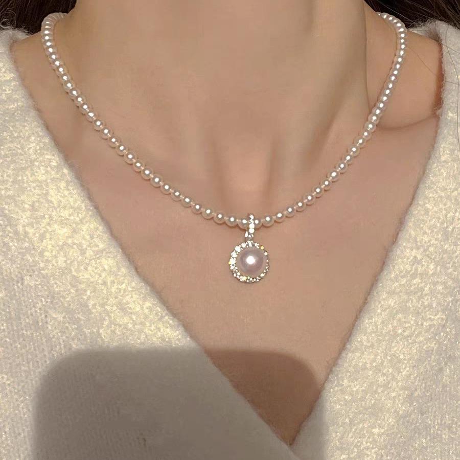 Luxury French Pearl Layered Necklace for Women - Unique Silver Clavicle Chain Choker, 2024 Trendy Design
