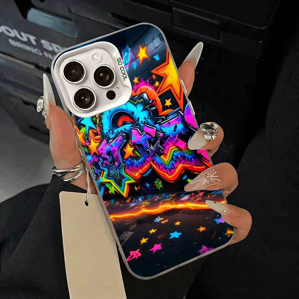 

Cool -Colorful Graffiti Phone Case For IPhone 17 Air 16 15 14 13 12 11 Pro Max White Sliver Hard Cover iPhone16