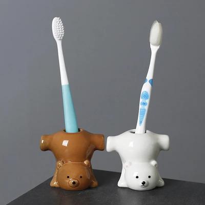 Niedlicher Tier Zahnbürstenhalter Stifthalter Badezimmer Toilette Zahnhalter Zahnstocher-Organizer Heimdekoration Badezimmerzubehör