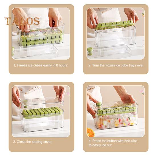 Ice Cube Trays with Bin Ice Shovel 100/200 Cavity Stackable Ice Molds for Freezer One Click Press Easy Release Ice Maker for Cocktails Whiskey Juice