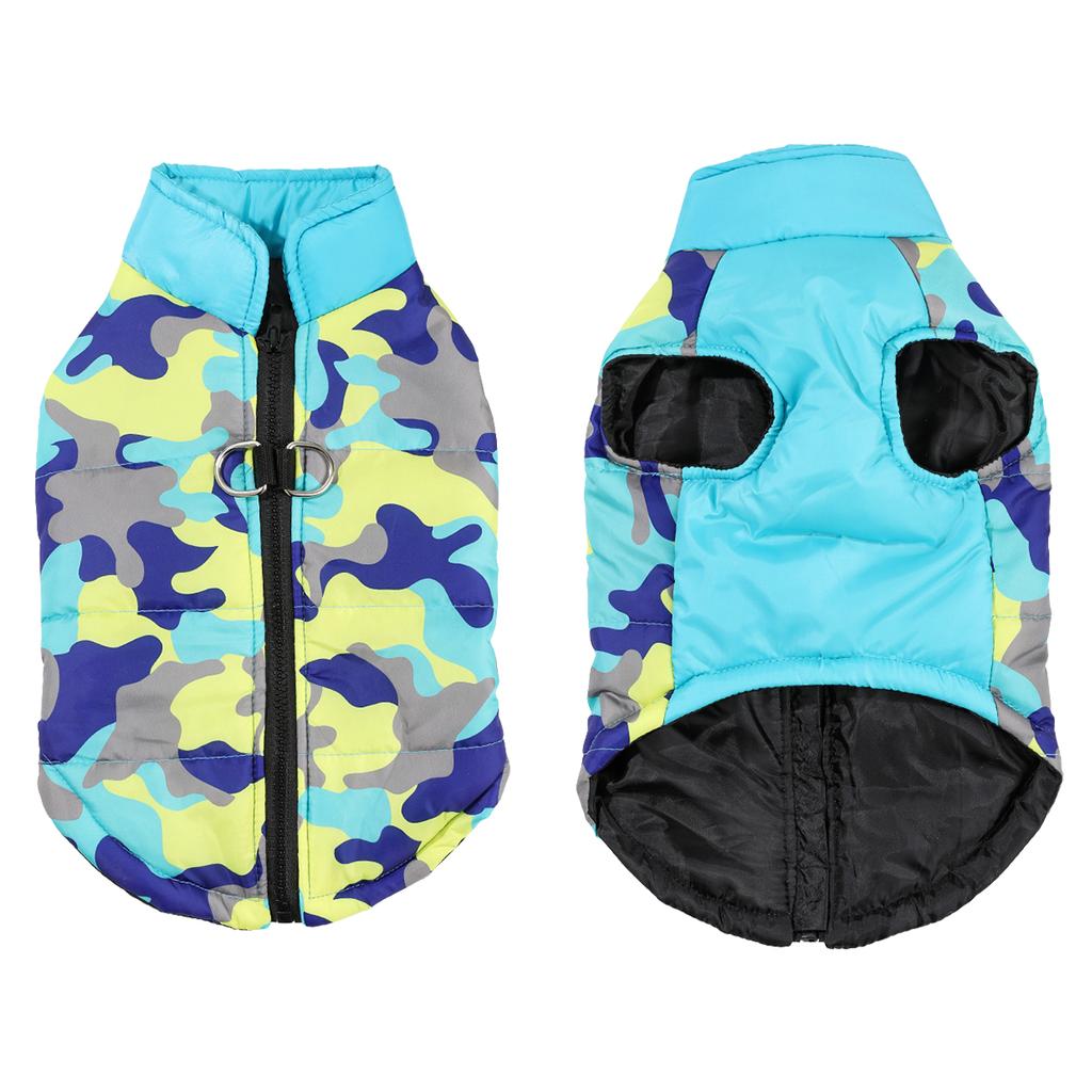 Winter Warm Dog Clothes Camouflage Print Pet Jacket Outdoor Windproof Coat with D-ring for Small Medium Large Dogs Cats Yorkshire Chihuahua Costume