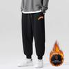 Men's Fleece Pants - Gray, Korean Style, Large Size, Casual Sweatpants for Autumn & Winter