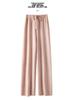 Women's 100% Australian Wool Wide-Leg Pants - Extra Long Cashmere Knit for Autumn/Winter
