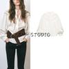 Spring Women Clothes Top Design Sense Niche Lace Decoration Gentle Temperament Stand Collar White Shirts 2113900