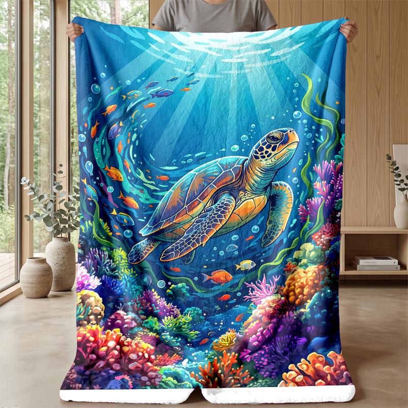 Ocean Life Adventure 47 Theme blanket Lightweight Warm Flannel Blanket Decorative Throw Blanket for Home Decoration