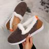 Cross-border Winter New Color Matching Flat-bottomed Velvet Snow Boots Women's Thickened Fluffy Warm Large-size Low-top Cotton Shoes