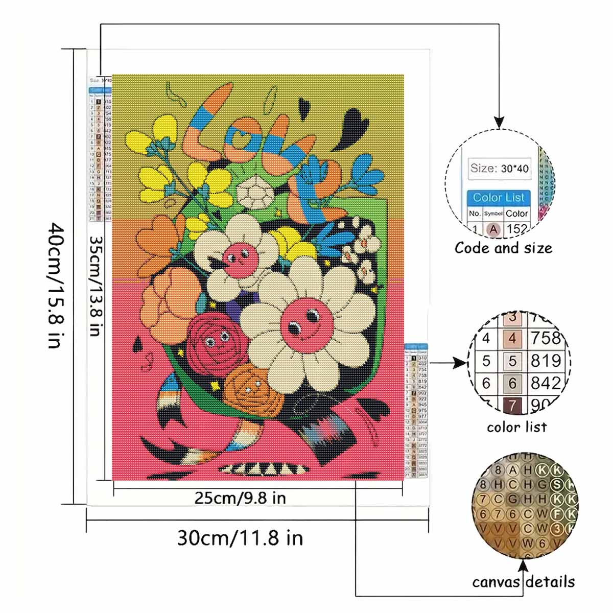 Diamond painting kit. full diamond round mosaic flower love owl handmade. home decoration gift Round 20x30cm
