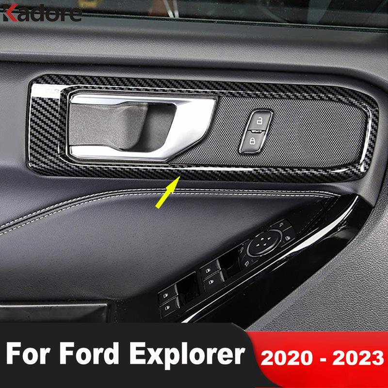 

For Ford Explorer Carbon Fiber Car ide Inner Door Handle Bowl Cover Molding Trim Interior Accessories