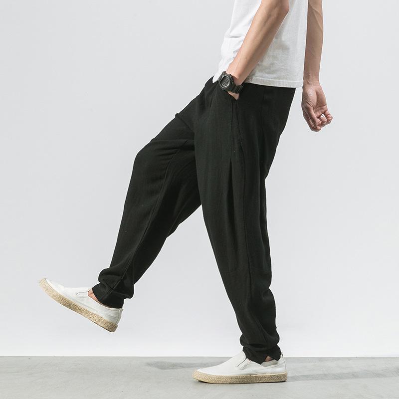 Chinese-style Linen Pants for Men, Thin, Loose and Casual Pants, Harun Pants, Nine-inch Pants, Cotton and Linen Lantern Pants for Men