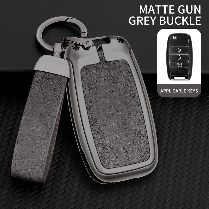 Zinc Alloy Leather Car Key Case Cover Shell For Kia Carens Ceed Rio 3 Sportage Optima Sorento Cerato Soul Forte Seltos Sid K2 K3