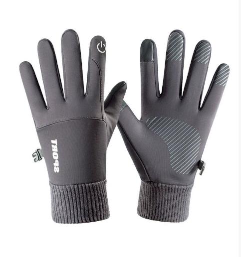 

Winter Thermal Waterproof Gloves Touch Screen All-Finger Cycling Outdoor Sports Running Motorcycle Warm Bicycle Gloves for Men W сірий