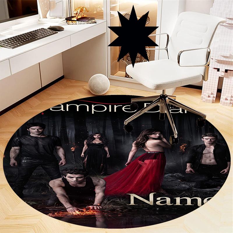 Custom Name Vampire Diaries Printed Round Rug Carpet Chair Rug Area Rug Entryway Doormats,for Office Chair Living Room Bedroom Kitchen Room.