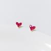 925 Sterling Silver Shiny Ruby Zircon Small Stud Earring for Girls Versatile Daily Wear Anti-allergy Earring Piercing Jewelry