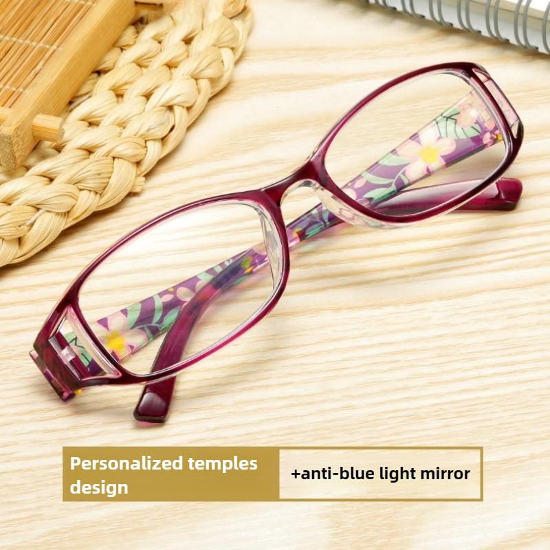 Women'S Color Printed Elderly Glasses Elegant And Comfortable Hd Anti-Blue Light Reading Glasses Fashion Goggles Diopter To +4.0