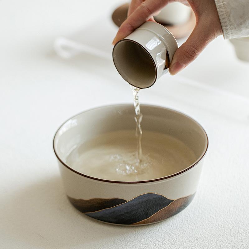 Mountains and rivers ceramic tea wash large washed teacup home office tea residue tank water tank kung fu tea ceremony accessories