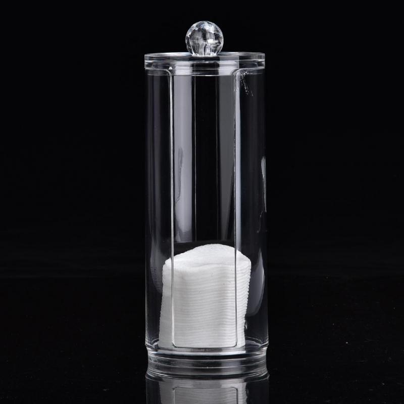 Cutie de depozitare rotundă transparentă din bumbac acrilic Organizator Puff Holder Container