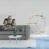 Owl Sculpture Tabletop Ornament for Living Room Office Cabinet Decor with Metal Wall Hanging Shelf