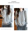 Women's 100% Pure Wool Hooded Knitwear, Loose Fit with Drawstring Stripes, Autumn/Winter Color Block Cashmere Hoodie