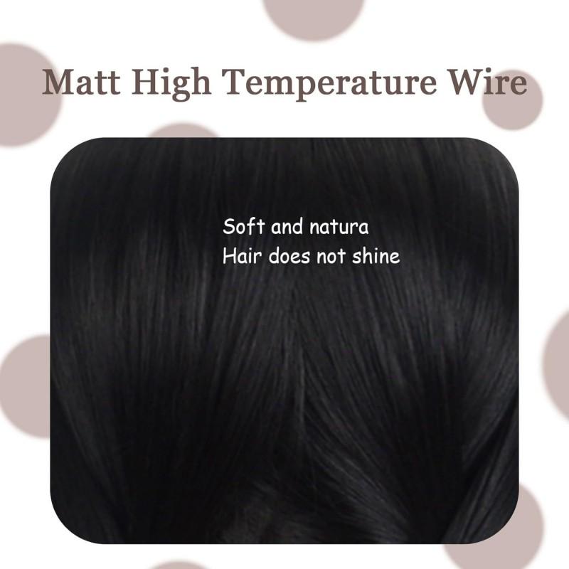 Halloween Cosplay Wig Long Black Bangs Double Braids Anime Costume Women