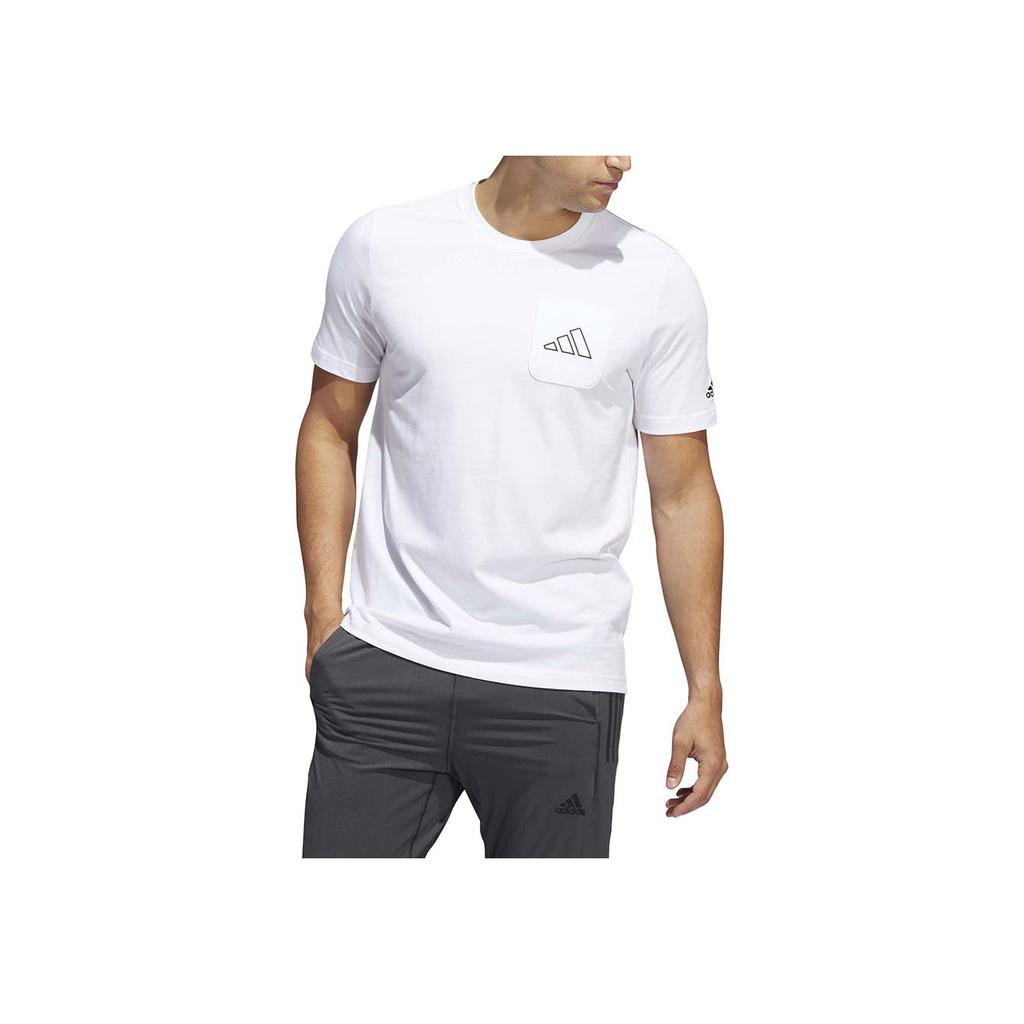 Adidas Logo Print Round Neck Short Sleeve T-Shirt Men Tops White HI5547