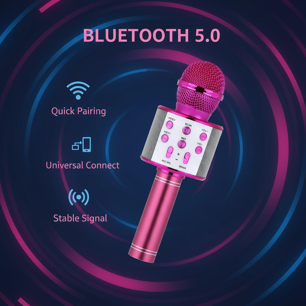 Handheld Karaoke Mic Speaker All-in-One Bluetooth 5.0 with TWS Connection HIFI Stereo Sound Microphone for Family Gathering