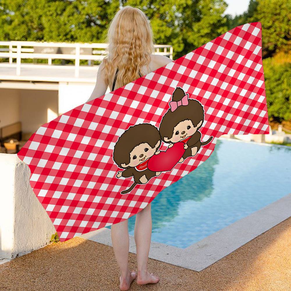 Popular Cute M-Monchhichi Beach Towel Colorful Bath Towels For Girl Microfiber Quick Dry Sand Free Beach Yoga Spa
