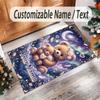 Teddy Bear Theme Crystal Velvet Rug Personalized Custom Name Text Soft Floor Mat Home Decor