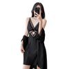 Pajama set, nightdress, ice silk suspender nightgown, women's summer sexy solid color large size lace two-piece set, spring and summer