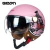 BEON Double Lens Motorcycle Half Helmet Men and Women Motorcycle Retro Helmet Four Seasons General Summer