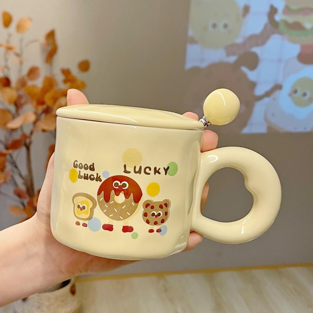 Souvenir Girls Cute Ceramic Mug with Lid Water Cup Practical Cup Kindergarten Student Gift Small Gift