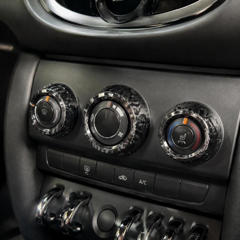 Dashboard Knob Trim Set for MINI F55 F56 F57 Carbon Fiber Look 3 Piece ABS Interior Control Panel Detail for Air Conditioner Area