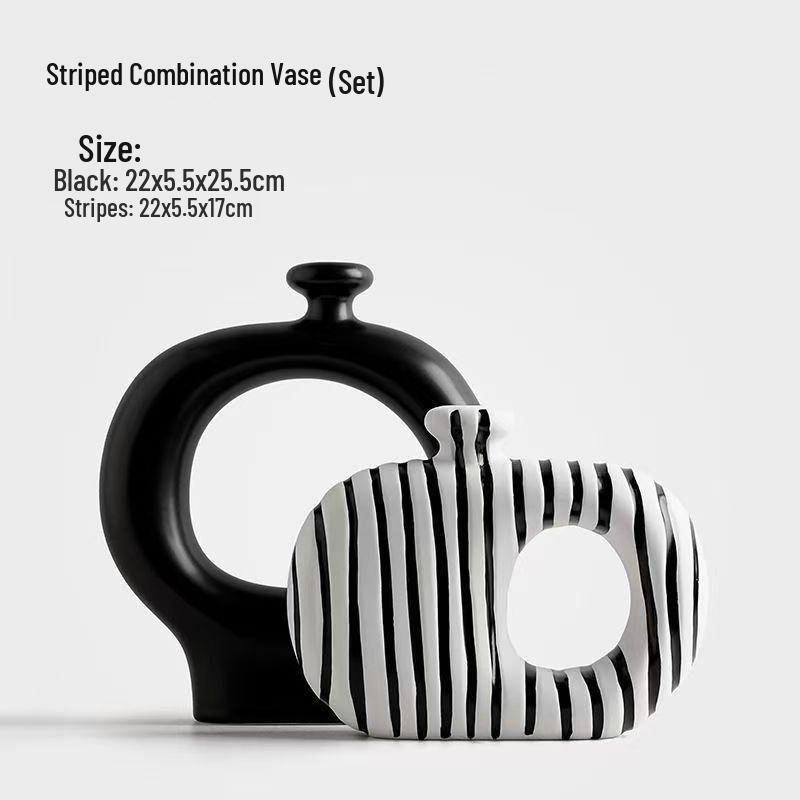 Креативная китайская нерегулярная черно-белая полосатая ваза для гостиной или ТВ-тумбы
