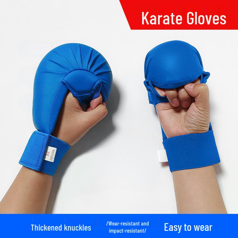 Karate Shin and Instep Guards with Boxing Sanda Training Gloves Set L