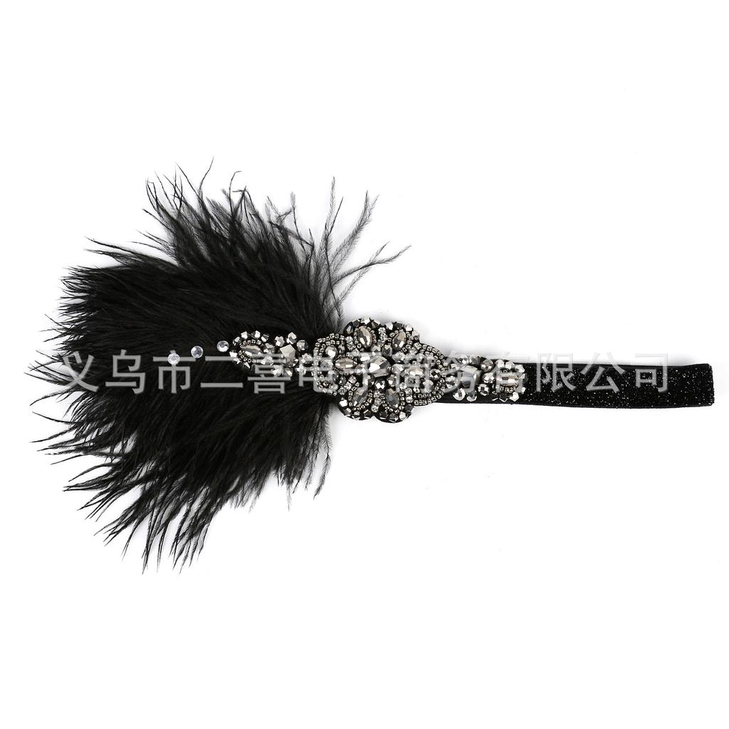 European and American Retro Headband Event Ceremony Ball Headgear Black Feather Famous Style Hair Accessories Bride Photo Headband