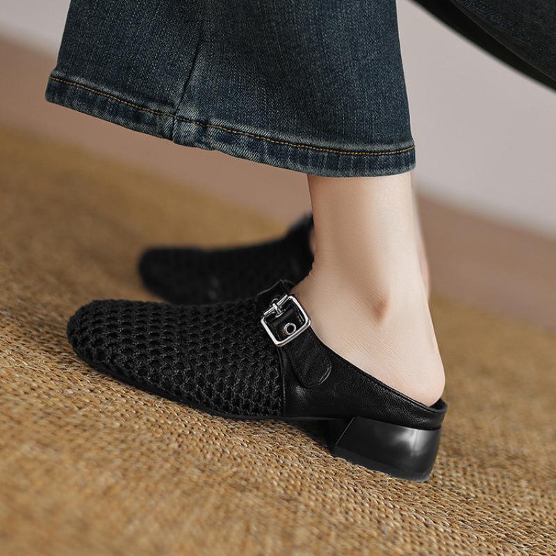 Summer casual flat-bottomed slippers low-heeled size cool slippers new non-slip rubber soft-soled foot bag head slippers
