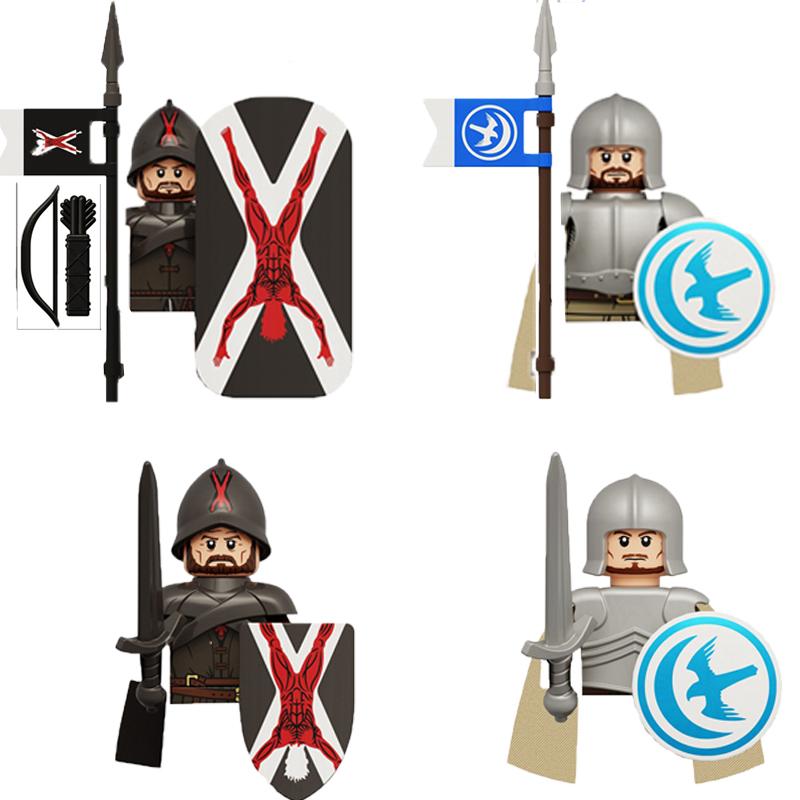 MOC Medieval Building Blocks Castle Knights Army Soldiers Warrior Accessories Warhorse Helmets Shields Armor Toy Gifts S036 DIY