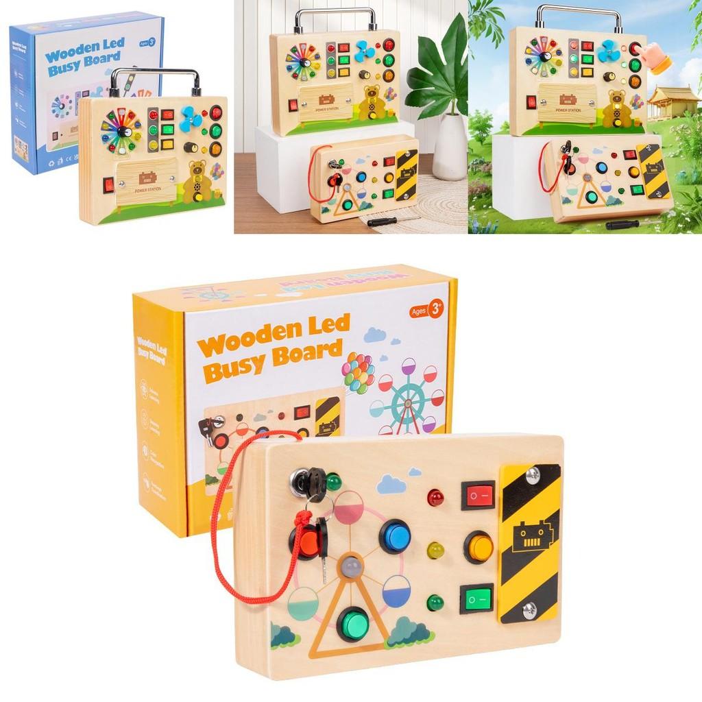 Hölzernes Switch-Spielbrett Kinder-Puzzle-Spielzeugset Mit LED-Leuchten Für Frühe Kindheit Lernen Und Entwicklung