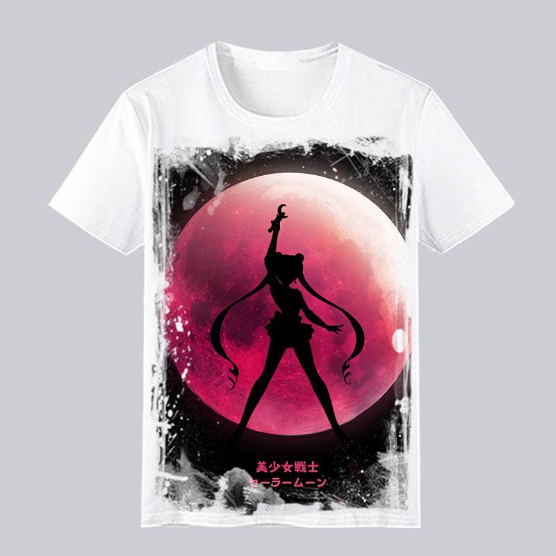 Japanese Girl Warrior Short Sleeved Tshirt for Womens Summer Water Ice Moon Rabbit Anime Peripheral Casual Half Sleeved