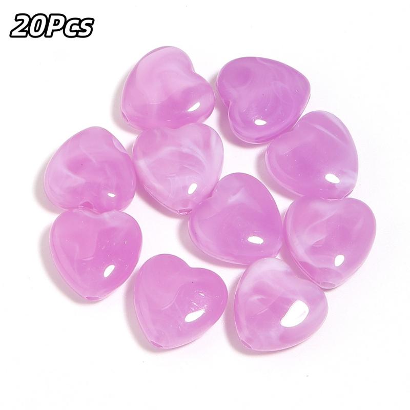 20Pcs Imitation Stone Heart Shape Acrylic Beads Dual Color Loose Bead For Jewelry Making Diy Charms Bracelet Necklace Accessorie