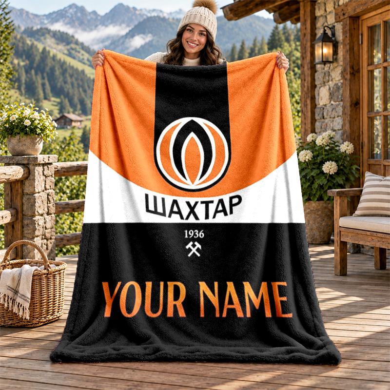FC Shakhtar Donetsk Custom Name Flannel Blanket Personalized Soft Warm Plush Throw Blanket Customized Gift for Family Friends