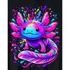 Jungen Sommer Rundhals Kurzarm T-Shirt mit Neon Leucht-in-der-Dunkelheit Axolotl Aufdruck