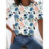 Fashion Women Flower Pattern Print T Shirt Funny Casual O-neck Short Sleeves T-shirt Summer Female Tee Shirt